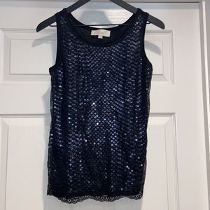 LOFT Black Sequin Blouse